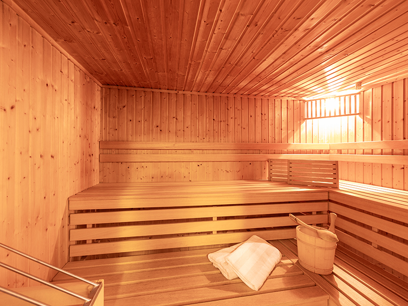 Sauna im Hotel Garni Bergwelt mit Holzdesign für entspannende Wellnessmomente